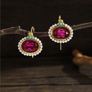 Elegant Gold and Pink Earrings A1460
